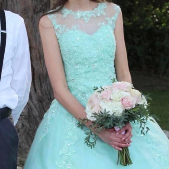 Quinceanera Ball Gown Evening Prom Dress Lace Appliques - Picture 3 of 9